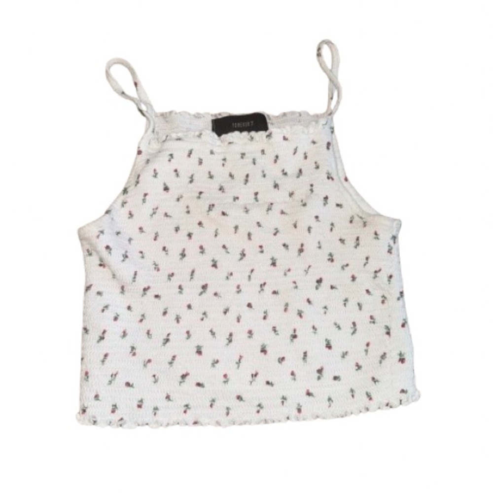 Forever 21 Cream Floral Juniors Medium Crop Camisole Excellent Condition